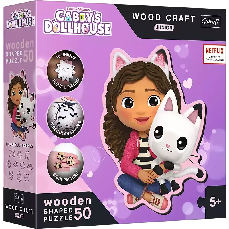 Puzzle 50 drewniane wood craft junior gabby i jej kotek 20202