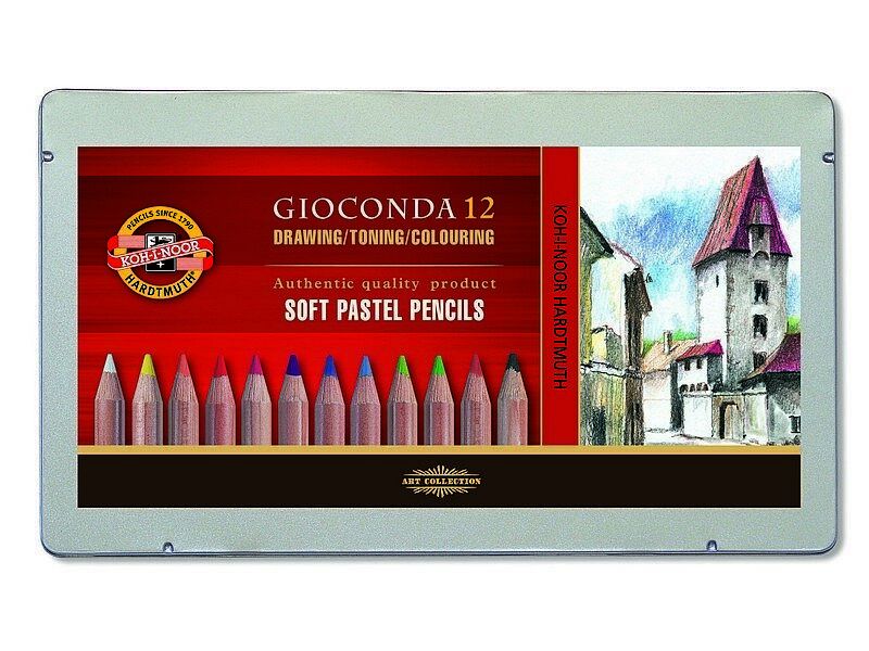 Pastele suche w ołówku koh-i-noor gioconda 12 kolorów w opakowaniu metalowym