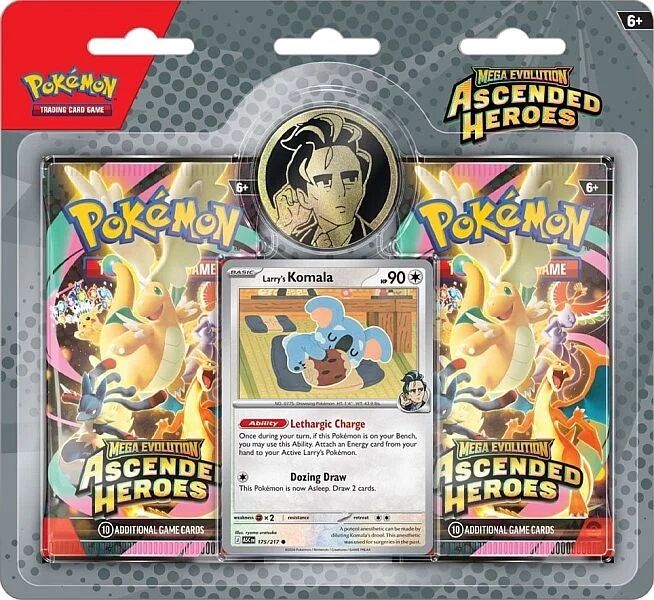 Pokemon TCG Mega Evolution Ascended Heroes  Trainer's 2-pack Blister Larry's Komola