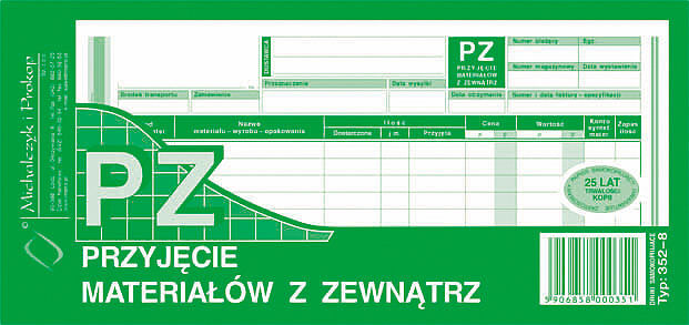 Przyjęcie materiałów z zewnątrz 1/3 a4