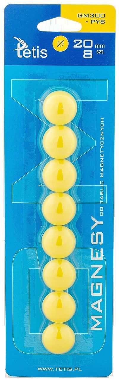 Magnesy do tablic tetis żółte gładkie 20mm/8
