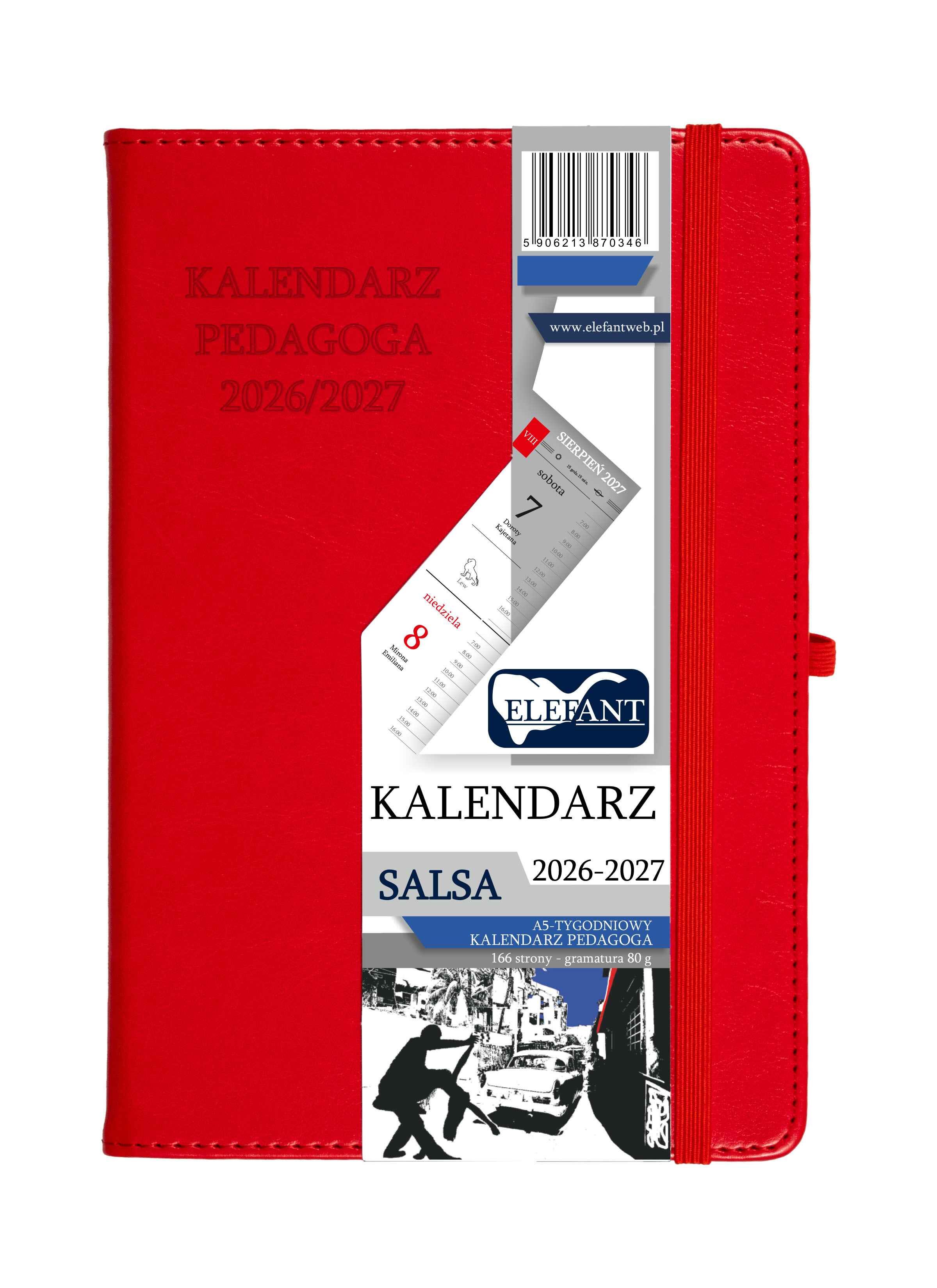 Kalendarz pedagoga 2026/2027 Salsa A5 tygodniowy czerwony