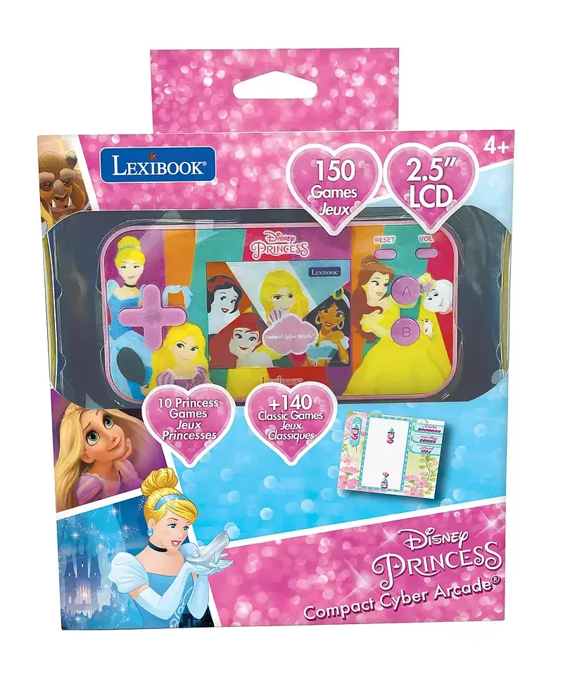 Konsola podręczna compact cyber arcade®  disney princess - ekran 2,5'' 150 gier w tym 10 z księżniczkami disneya  jl2367dp