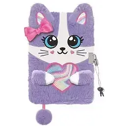 Pamiętnik a5 włochacz z kłódką 3d voilet kitty