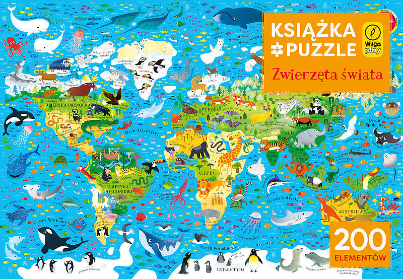 Zwierzęta świata. Puzzle 200 elem. + książka