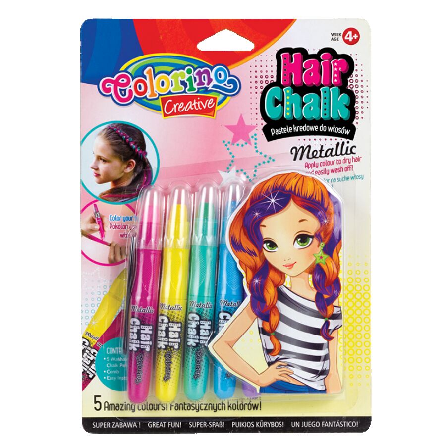 Pastele kredowe do włosów metalic Colorino Kids 5 sztuk