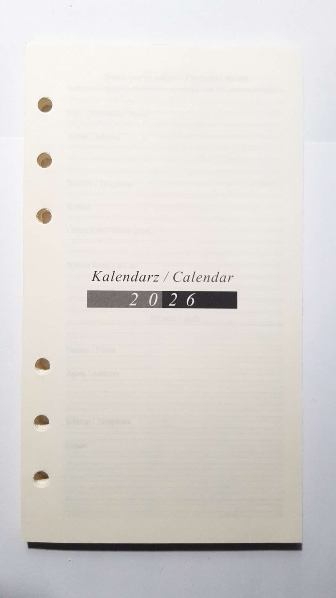 Kalendarz 2026 Wkład do Organizera Terminarz 7,5x12,5cm WKLORS-05-Weekly