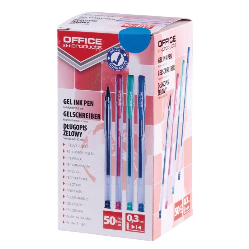 Paczka Długopis żelowy Office Products Classic 0,5mm niebieski 50 sztuk