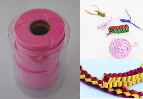 Wstążki filcowe 1cm. x 6m kolor różowy 13 sztuk