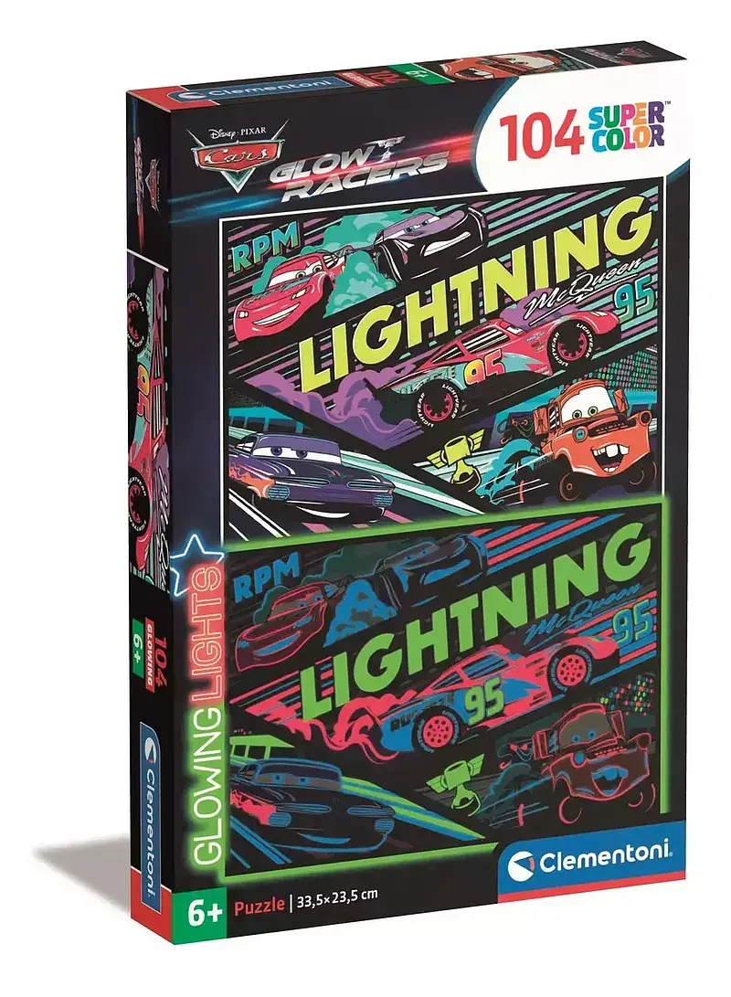 Puzzle 104 glowing cars glow racers 25758