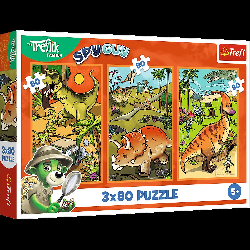 Puzzle 3x80 Trefliki w świecie dinozaurów 34888