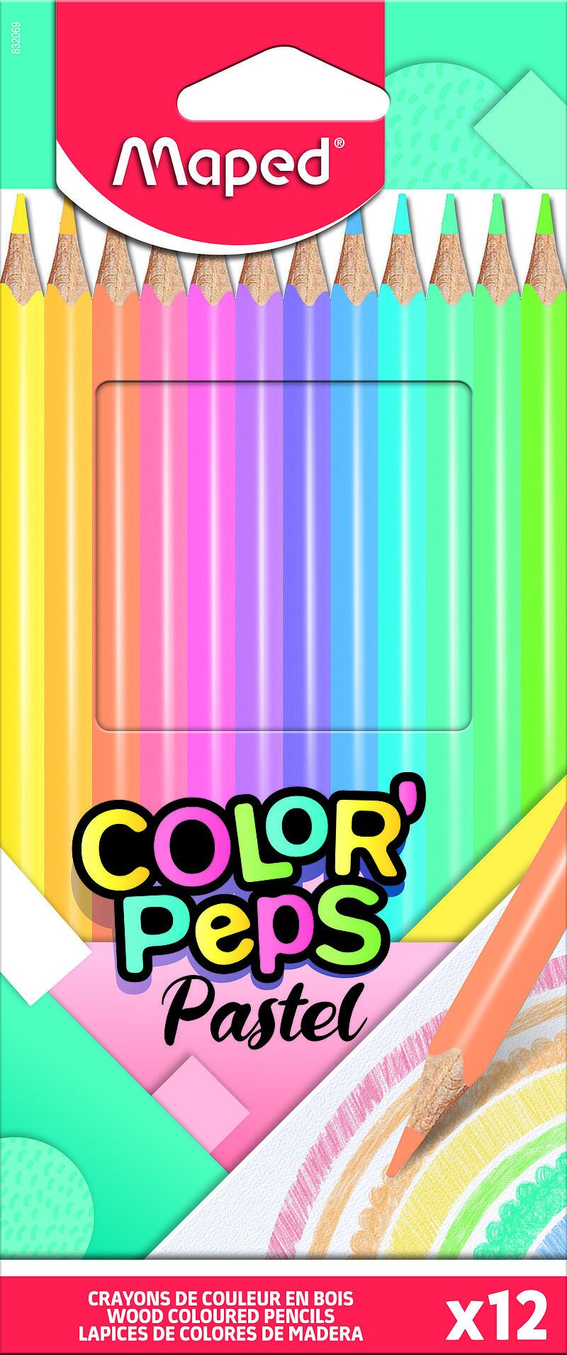 Kredki ołówkowe maped colorpeps pastel trójkątne 12 kolorów