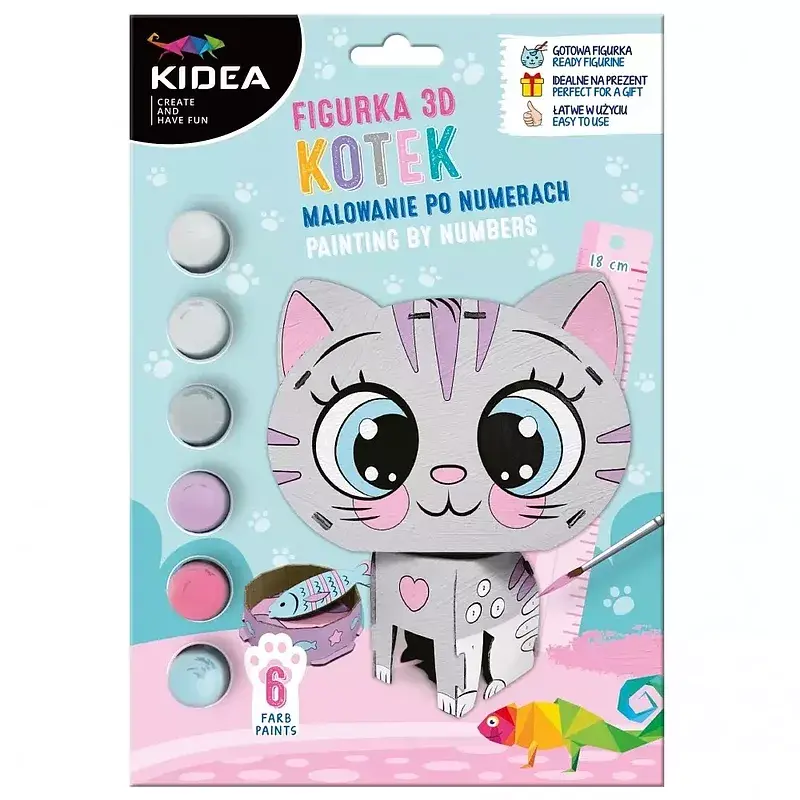 Figurka 3d malowanie po numerach kotek kidea