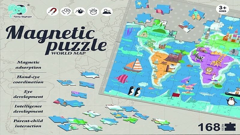 Puzzle 168 magnetyczne mapa świata
