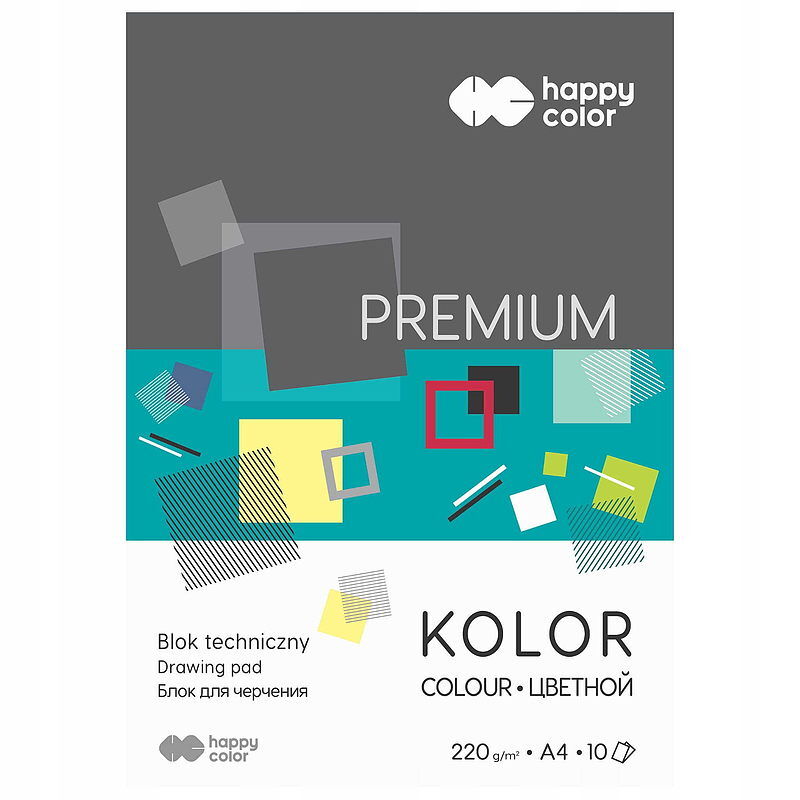 Blok techniczny kolorowy a4 premium 220g happy color pakiet 20sztuk