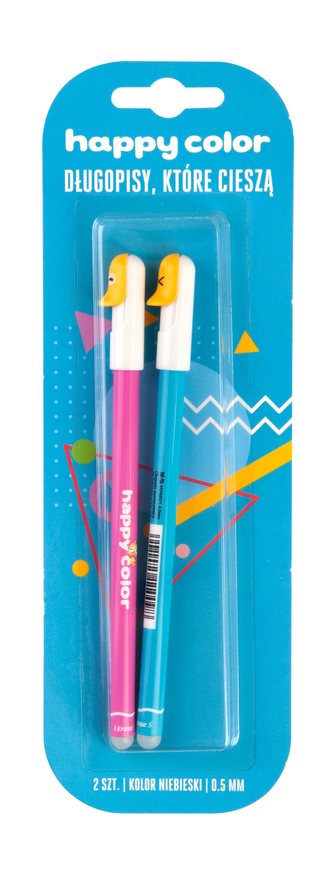 DŁUGOPIS HAPPY COLOR ZMAZYWALNY KACZKI 2 SZTUKI NA BLISTRZE