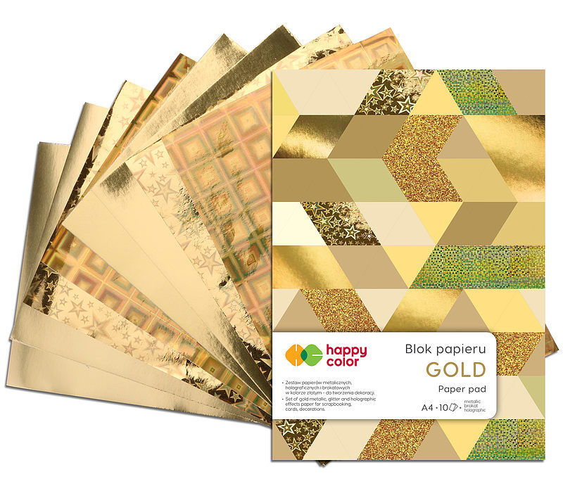Blok happy color a4 10 wzorów gold 10 arkuszy 150-230g