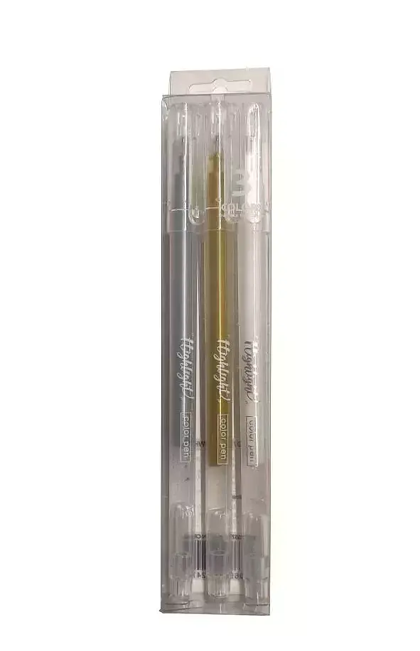 Długopis żelowy 0,6mm zestaw 3 kolorów złoty, srebrny, biały mg