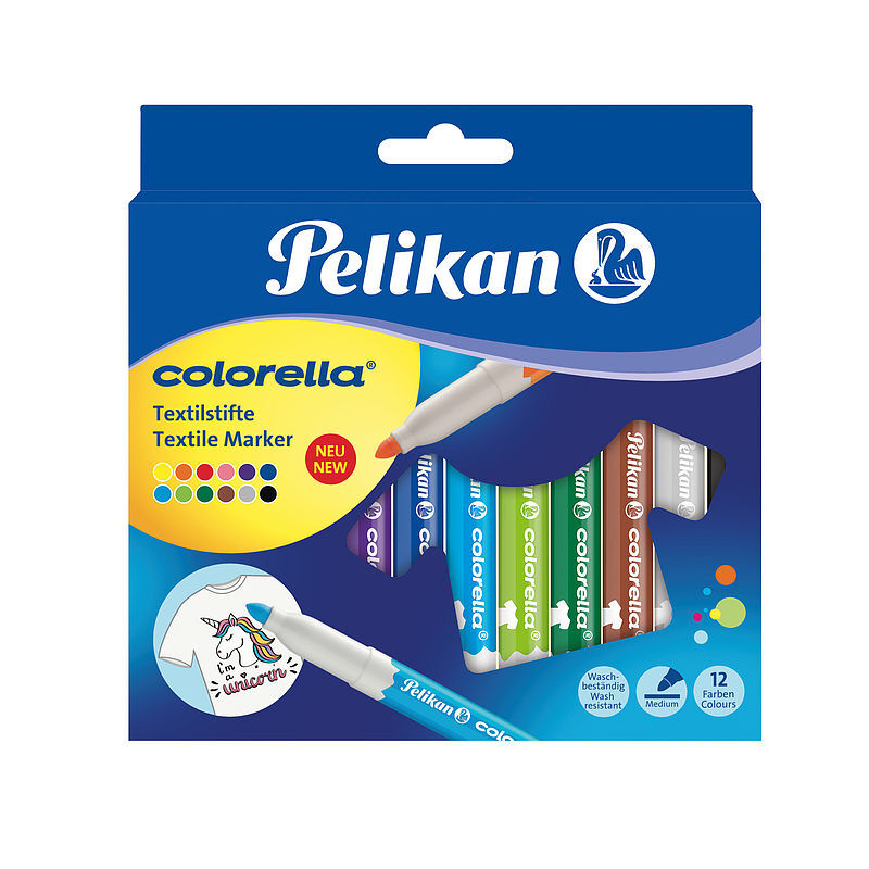 Flamastry pelikan colorella do tkanin 12 kolorów