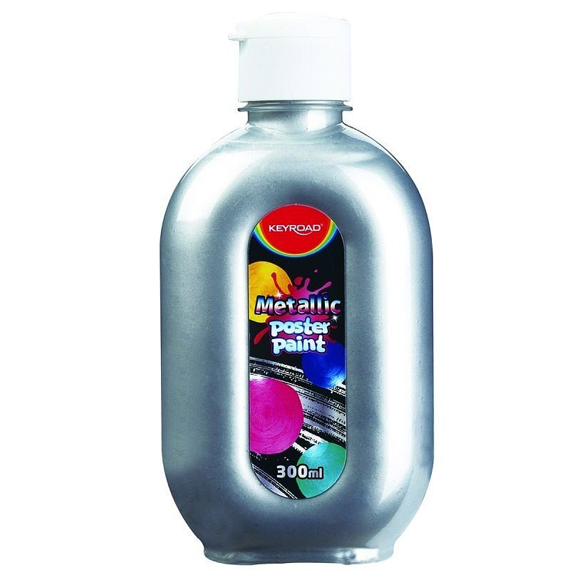 Farba plakatowa 300ml keyroad metaliczna srebrna