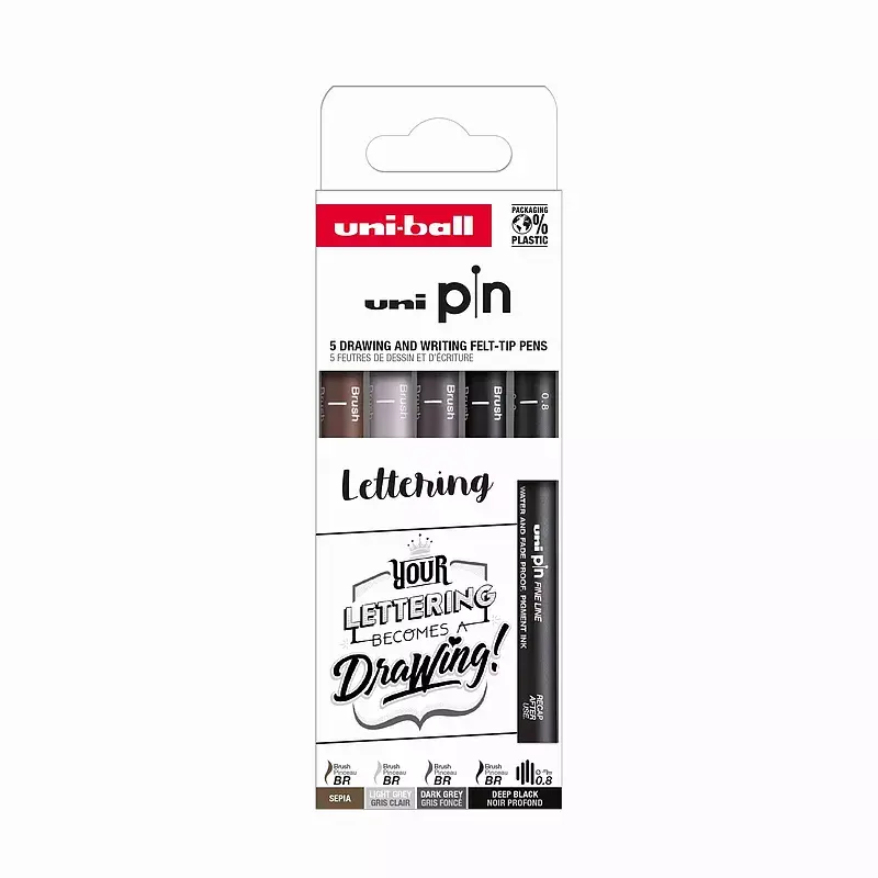 Cienkopis kreślarski pin 200 lettering różne kolory i końcówki 5szt