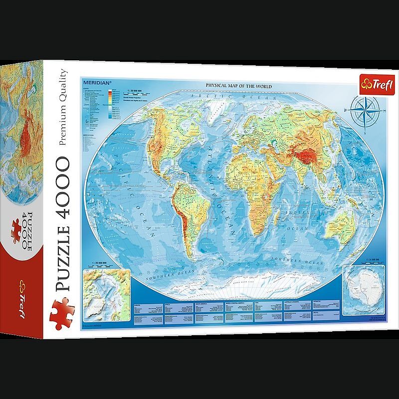 Puzzle 4000 wielka mapa fizyczna świata 45007