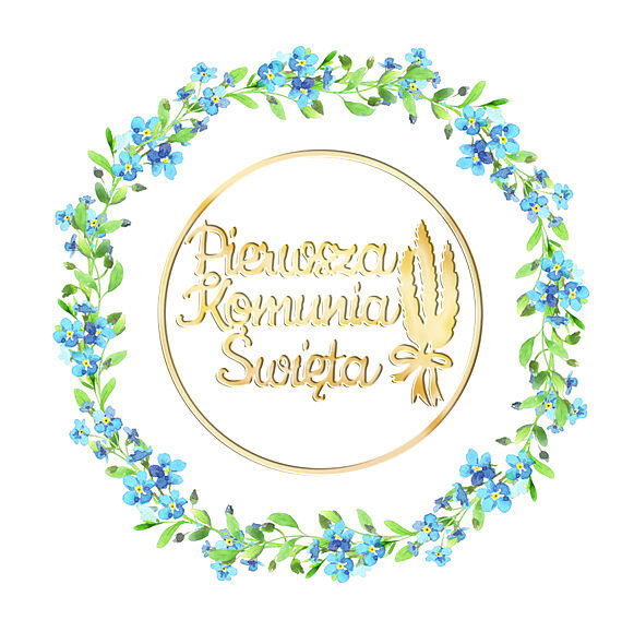 Karnet kw komunia niezapominajki lakier 3d