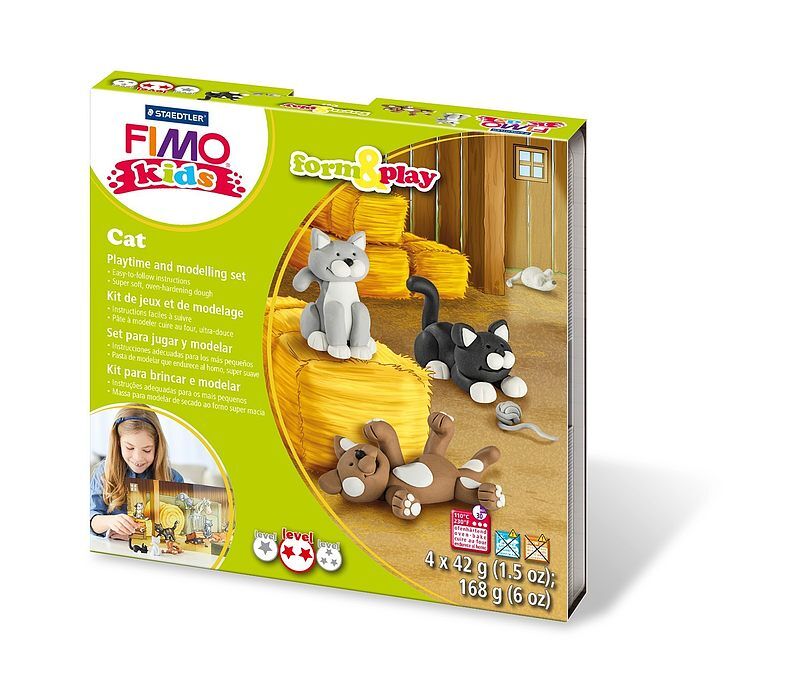Zestaw fimo kids form&play koty 4x42 g staedtler