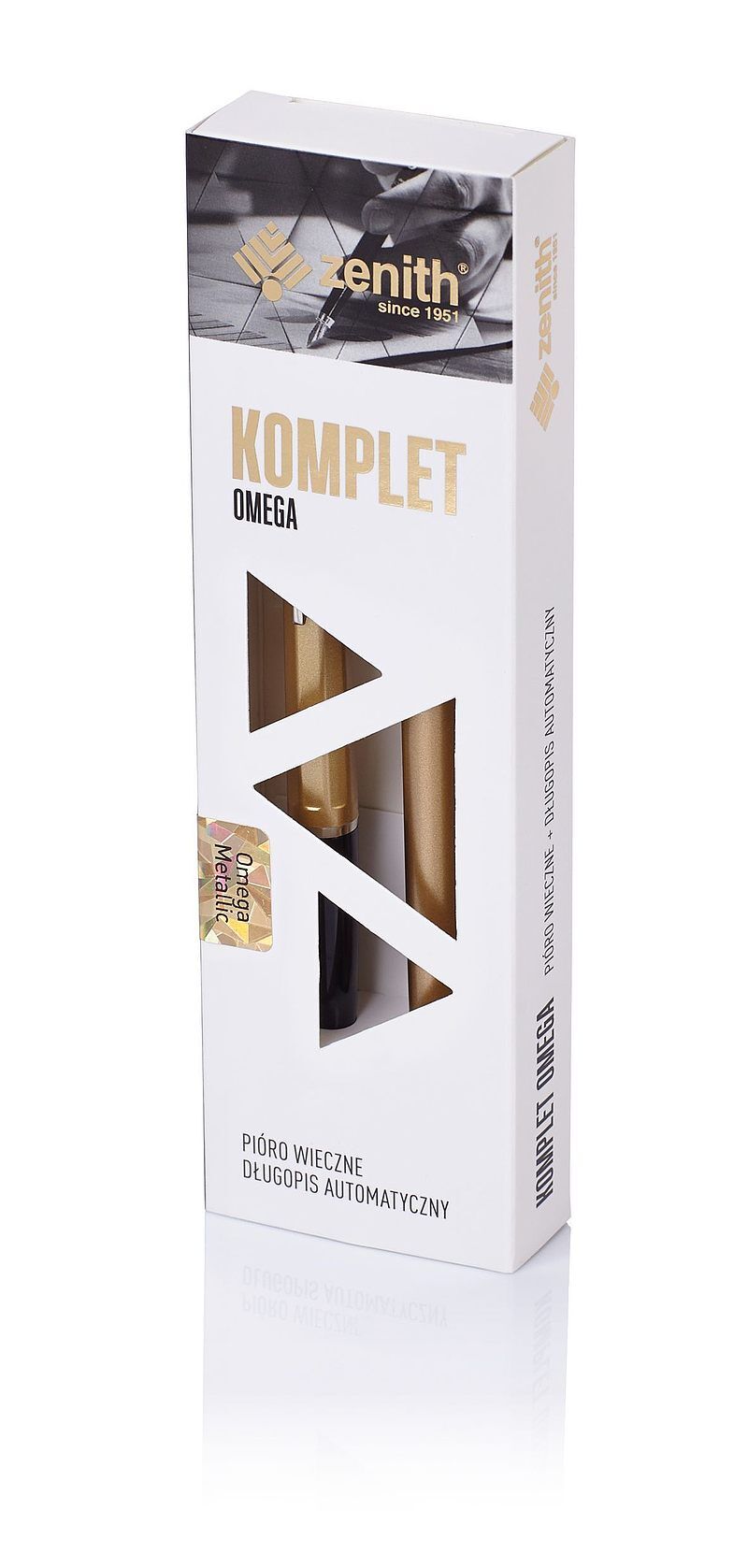 Komplet zenith omega metallic złoty w etui