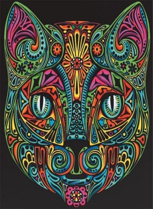 Kolorowanka Welwetowa Colorvelvet 47x35 cm Kot + 12 flamastrów Carioca