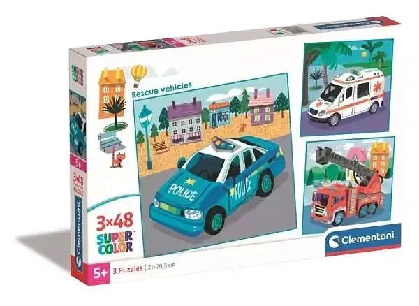 Puzzle 3 x 48 super kolor rescue vehicles