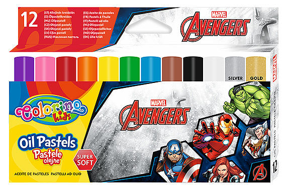 Pastele olejne colorino kids trójkątne 12 kolorów avengers