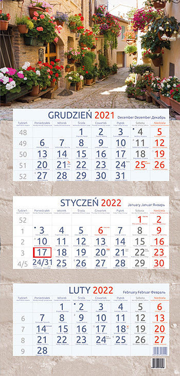 Kalendarz trójdzielny 2022 włoska uliczka