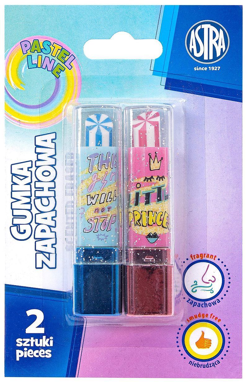 Gumka w kształcie szminki astra blister 2 sztuki