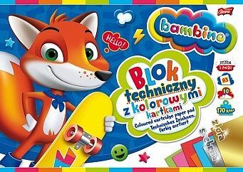 Blok techniczny a3 10k kolorowe kartki + zł/sr bambino pakiet 10 sztuk
