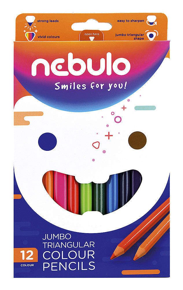 Kredki nebulo jumbo trójkątne 12 kolorów