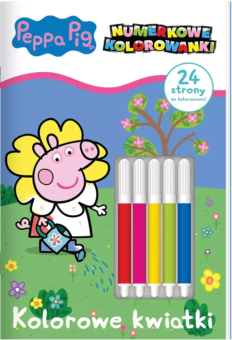 Peppa Pig. Numerkowe kolorowanki. Kolorowe kwiatki