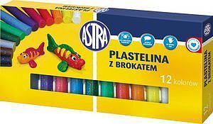 Plastelina z brokatem. 12 kolorów