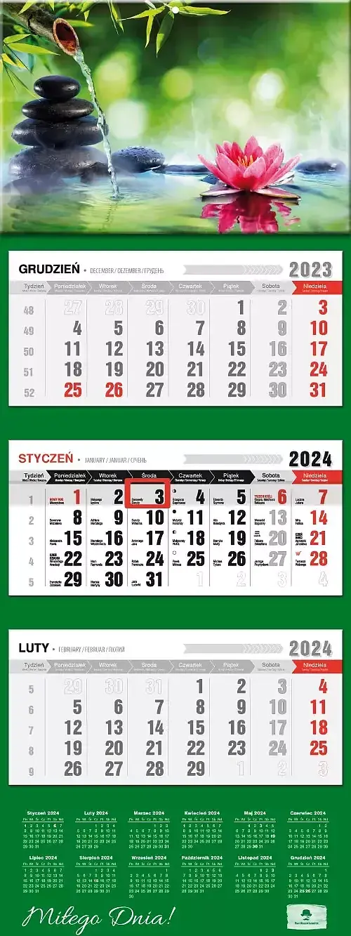 Kalendarz 2024 trójdzielny zen kt2-v. 48