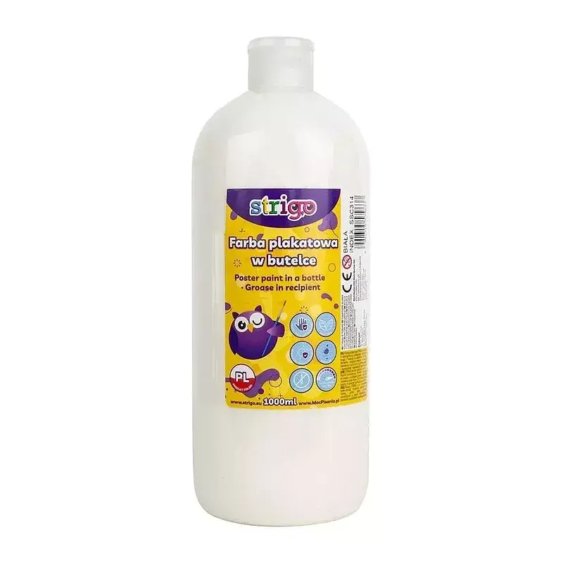 Farba plakatowa strigo butelka 1000 ml biała