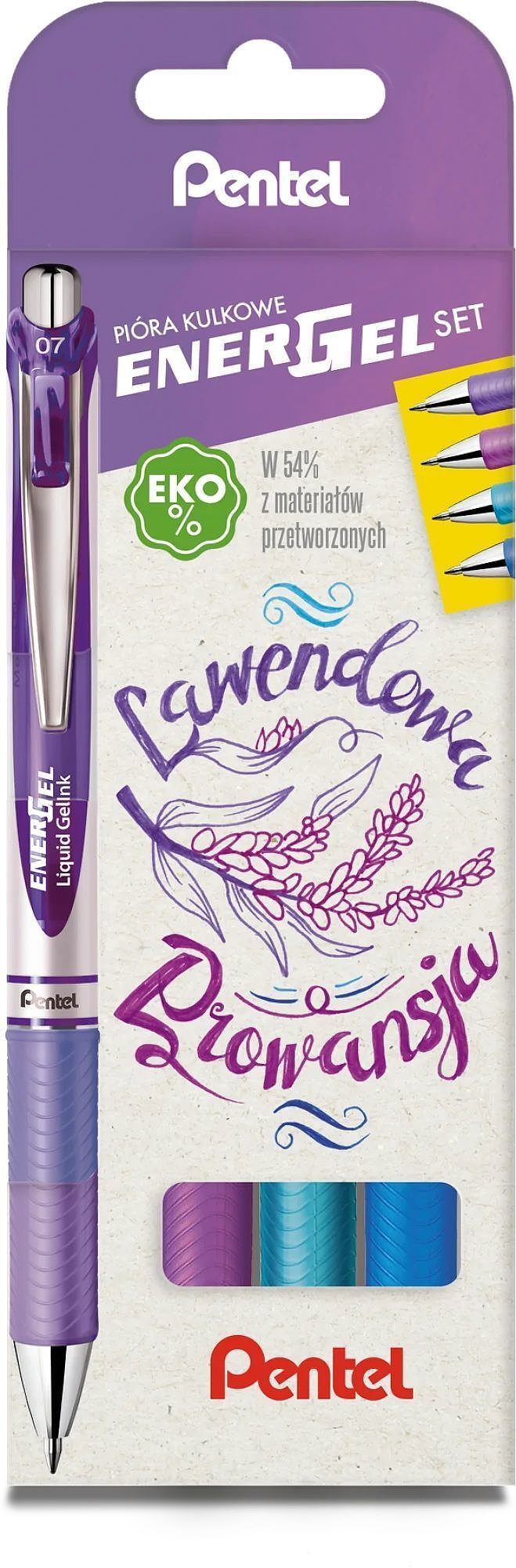 Zestaw piór energel bl77 lawendowa prowansja w etui 4 kolory