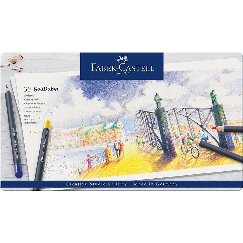 Kredki ołówkowe goldfaber faber-castell 36 kolorów opakowanie metalowe