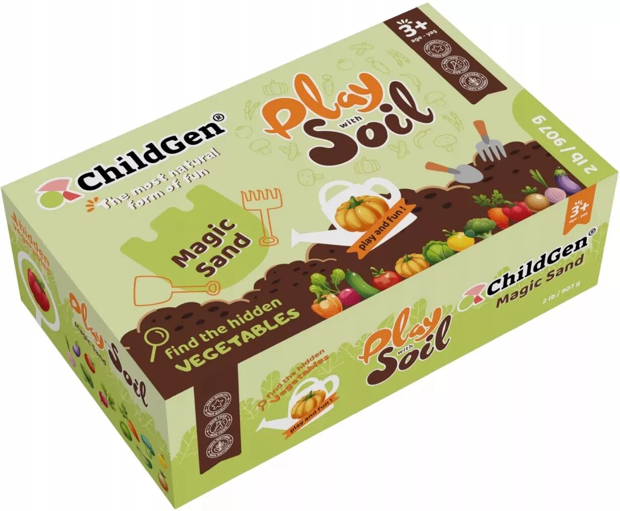 Piasek kinetyczny 100% naturalny Mały ogrodnik gleba z warzywami w pojemniku  907g