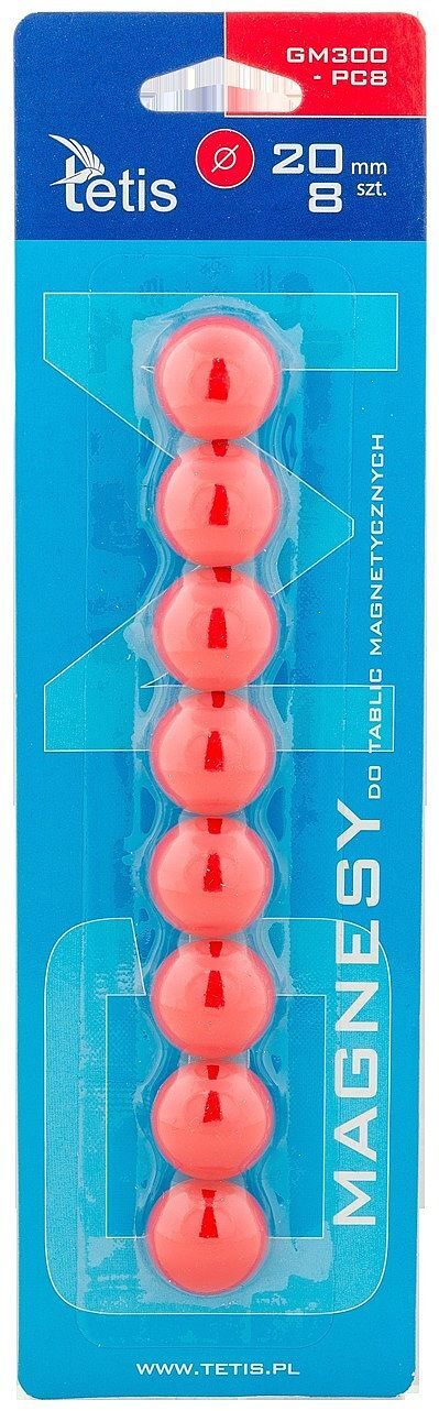 Magnesy do tablic tetis czerwone gładkie 20mm/8