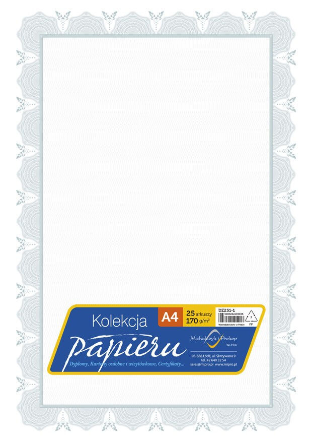 Papier ozdobny Certyfikat Dyplom 170g/m2 25 sztuk