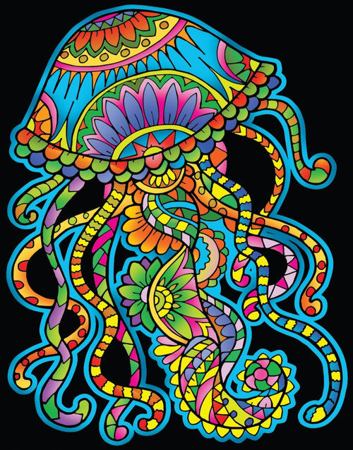 Kolorowanka Welwetowa Colorvelvet 47x35 cm Meduza + 12 flamastrów Carioca