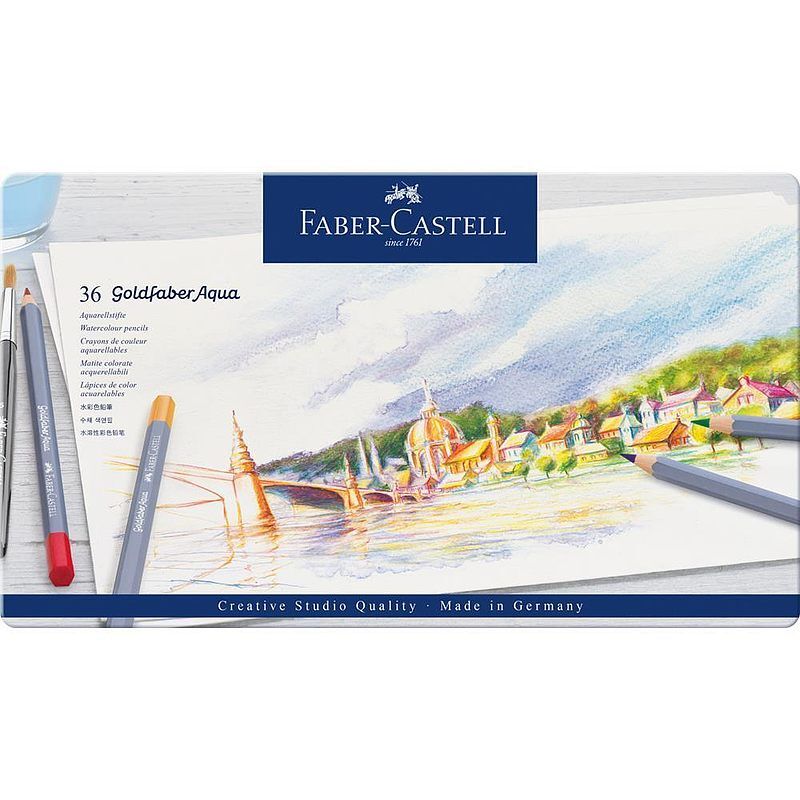 Kredki akwarelowe goldfaber aqua faber-castell 36 kolorów opakowanie metalowe
