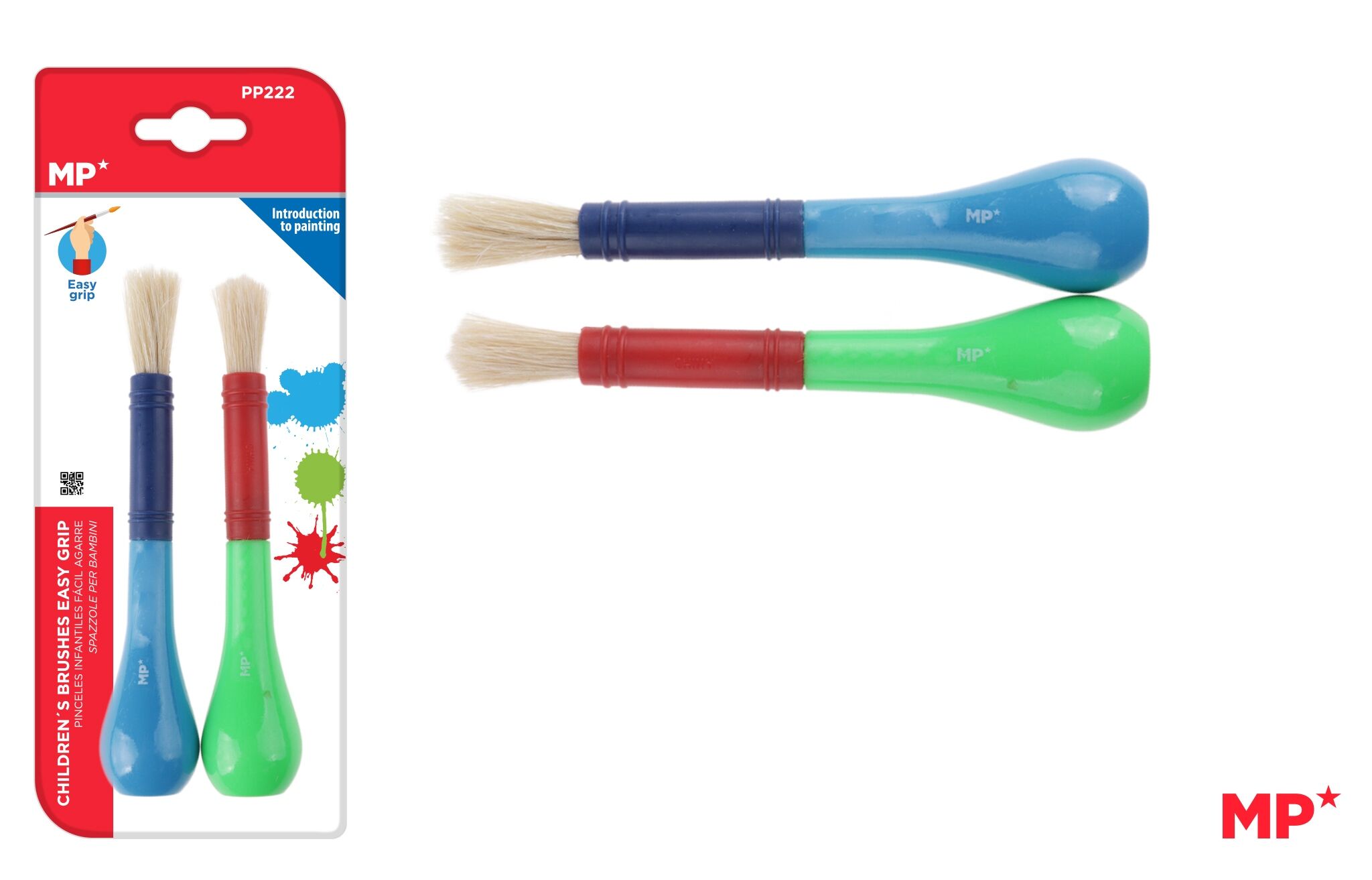 Pędzle dla dzieci z uchwytem EASY GRIP MP 2szt.blister
