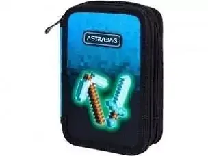 Piórnik JUMBO potrójny z wyposażeniem ASTRABAG BLUE PIXEL, AC31