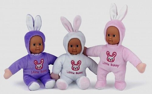 Lalka bobas Little bunny z miękkiego fioletowego materiału 18 cm